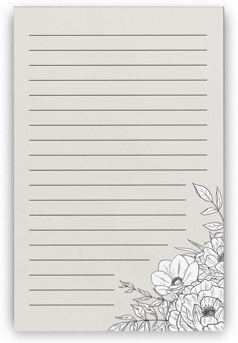 Dashleigh Lux Floral Ivory and Black Notepad, 100 Sheets (5x8 in. - Lined) - Image 1